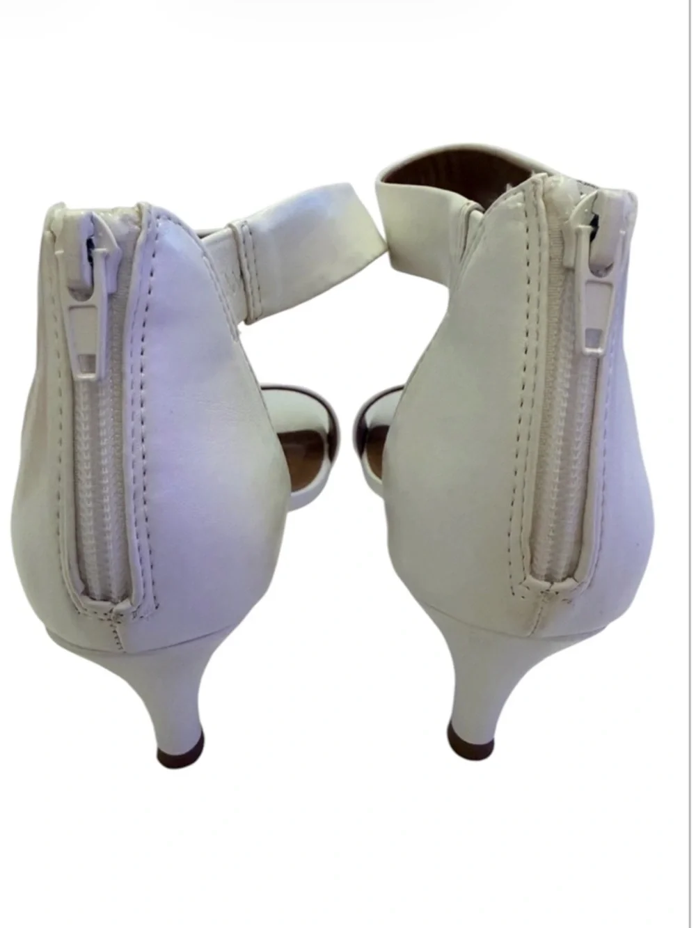 Style & Co Paycee White Two Piece Mid Heel Dress Sandals Back Zip Open Toe 8.5 M